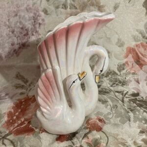 Vintage Iridescent Swan Flower Vase